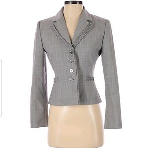 Tahari Gray Pinstriped Petite Jacket